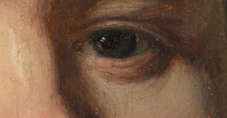 extreme close up of oil painting, human eye